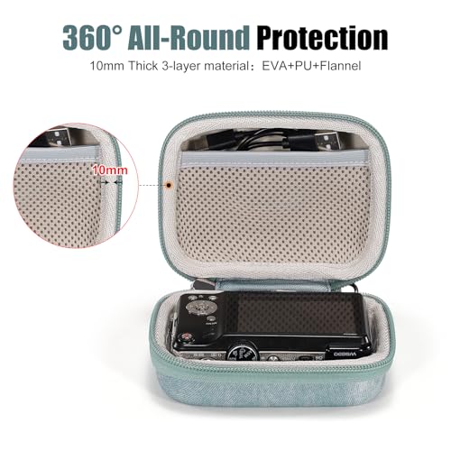 Cwatcun Carrying & Protective Case for Digital Camera, Small Camera Pouch for AbergBest 2.7" LCD Kodak Pixpro/Canon PowerShot ELPH 180/190 / DSCW830 Travel Cameras, Waterproof Shockproof Case，Grey - color: Grey