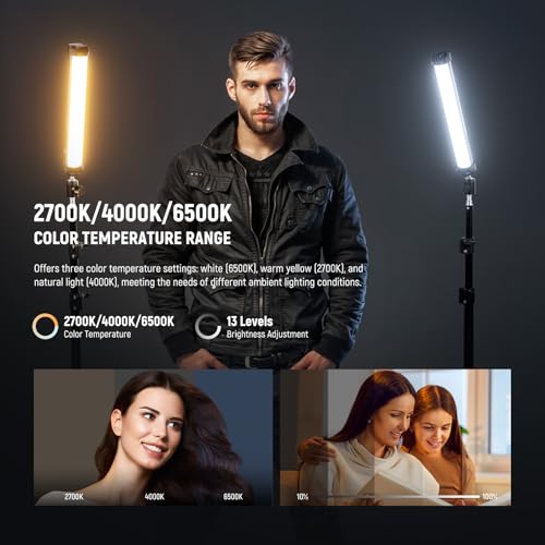 NEEWER Basics 12" Magnetic RGB Light Wand, CRI95 Dimmable 8W LED Handheld Video Tube Lighting Stick with 51 RGB Modes, 2000mAh Battery for YouTube TikTok Camera Streaming Studio Video Recording, SL30