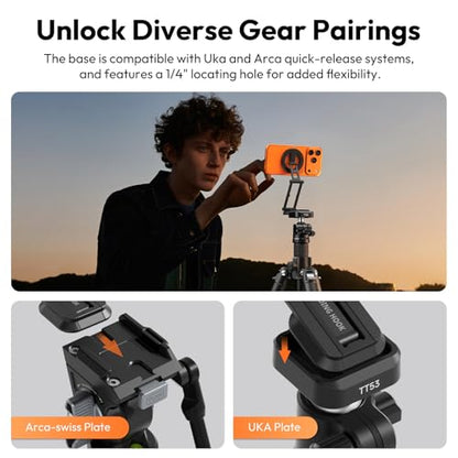 ULANZI SK29 Magnetic Phone Tripod, Foldable Mini Tripod Mount with MagSafe Phone Holder, Aluminium Cell Phone Stand with 1/4”, Arca Uka Base, Travel Vlog Essentials for iPhone 17/16/15/14/13/12