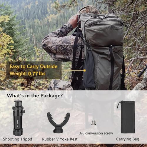 Portable Shooting Rest Tripod Rifle Stand for Range, 360 Rotation V Yoke Holder - Lightweight Bench Rest for Target Shooting, Hunting and Outdoor Activities - size: 9-16" Black