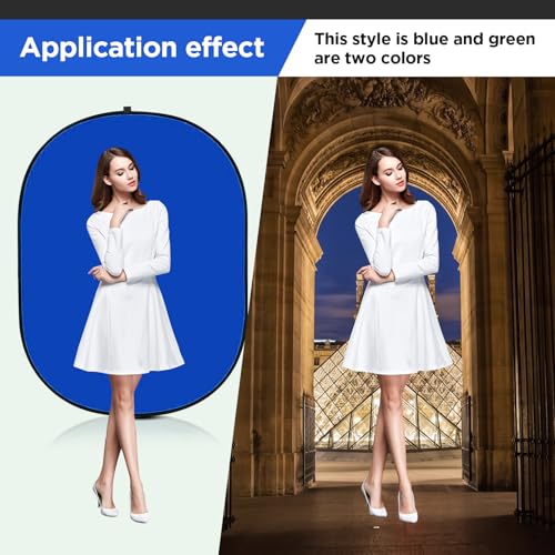 5x7ft Chromakey Blue/Grey Backdrop with Stand,2-in-1 Foldable Pop-Up Backdrop Double Sided Collapsible Backdrop with Support Stand for Photo and Video Shooting,Gaming (Gray & Blue) - color: Gray & Blue