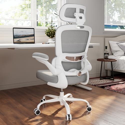 TRALT Office Chair Ergonomic Desk Chair, 330 LBS Home Mesh Office Desk Chairs with Wheels, Comfortable Gaming Chairs (1, Grey PU) - color: Grey Pu