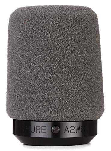 Shure A2WS Locking Microphone Windscreen - Reduces Unwanted Breath and Wind Noise, Gray - Compatible with SM57 and 545 Series Mics (A2WS-GRA) - color: Gray
