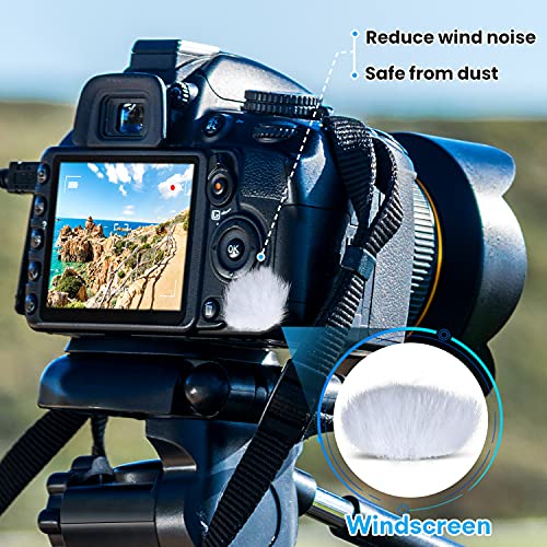 Camera Mic Windscreen, Wind Muff Compatible for Camera DSLR, G7X2 Built-in Microphone, with 16 Stickies and 8 Fur Covers by YOUSHARES(White) - size: Black