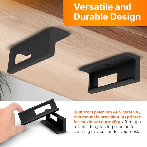 Under Desk Mount Kit for Focusrite Scarlett 2i2 (3rd Gen) – Secure Under Desk Organizer with Reversible ABS Brackets and Clips – Desk Mount Accessories for Sturdy Installation – Black