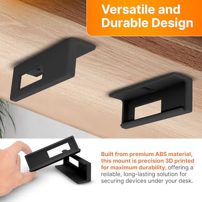 Under Desk Mount Kit for Focusrite Scarlett 2i2 (3rd Gen) – Secure Under Desk Organizer with Reversible ABS Brackets and Clips – Desk Mount Accessories for Sturdy Installation – Black