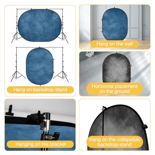 Kate Collapsible Backdrop Blue and Black Portable Photo Backdrops Pop Up Background for Photography, Portrait, Live Streaming, 5x6.5ft