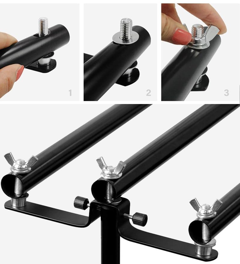 10ft/3M Background Folding Crossbar, Photography Lighting Muslin Backdrop Support Crossbar, 1 x 3m Crossbar, 2 x Mount,3 x Clip - size: 1 x Crossbar / 2 x Mount