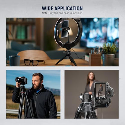 NEEWER Basic Mini Ball Head, Portable Tripod Head Camera Mount Adapter with 1/4" Screw for Compact DSLR Action Cam Phone LED Ring Light Monopod Slider, 4.4lb Max Load, 360° Swivel & 90° Tilt, GM01 - style: GM01