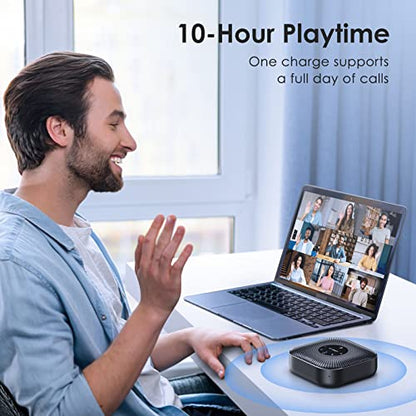 EMEET Conference Speakerphone M0 Plus, 4 AI Mics 360° Voice Pickup, Noise Reduction, USB C Speaker, Bluetooth Conference Speaker for 8 People w/Daisy Chain for 16 Compatible with Leading Software - size: Advanced M0 PLUS for 8 People