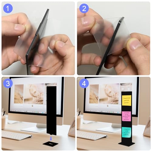 Detachable Acrylic Monitor Memo Board & Memo Message Board Holder by Computer Screen Sticky Note Stand Message Panel Reminder for Office Desk Accessories.2PCS Black - color: Black