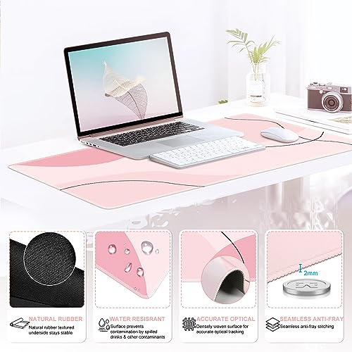 iCasso Large Gaming Mouse Pad Wrist Support Set, Desk Mat, 4in1 XXL Mousepad + Keyboard Wrist Rest+Mouse Wrist Rest+Coaster Set with Ergonomic Design for Home Office Table Computer-Pink Art - color: Pink Art
