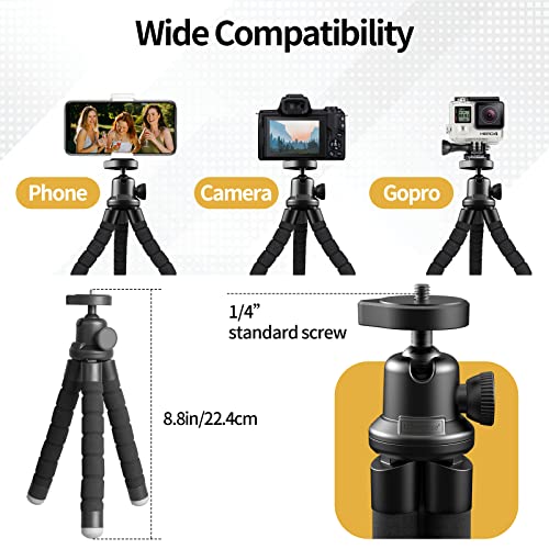 Sensyne Phone Tripod, Flexible Cell Phone Tripod with Phone Holder and Wireless Remote, Mini Travel Tripod Stand, Compatible with All Cell Phones, Cameras