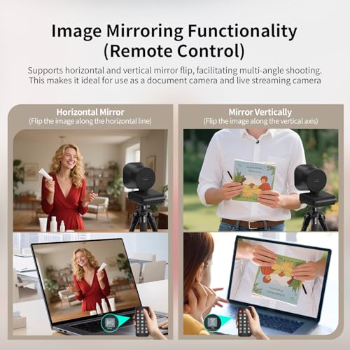 TOALLIN 4K Webcam with Ring Light, Remote Control, PDAF Autofocus, 1/2.5" Sensor & 12MP, Built-in Dual Mics, 5X Digital Zoom and Image Mirroring, Web Camera for Live-Streaming/Meetings/Video Calls - style: 4K Webcam with Ring Light