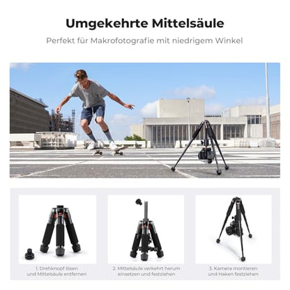 K&F CONCEPT 21.6'' Mini Desk Tripod. | Ball Head, Load up to 13.22 lbs/6 KG, 1/4 inch Quick Shoe Plate, Phone Holder, For DSLR Camera Phone - style: S225A0+BH-25L