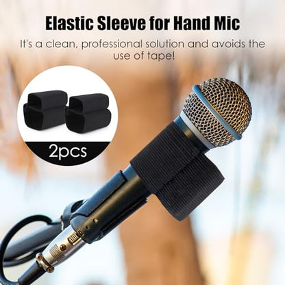 YOUSHARES Handheld Microphone Elastic Sleeve, Compatible with Attach DJI Mic 2 Wireless on Handheld Mic (Shure SM58, Behringer XM8500) for Clearer Audio for Weddings,Toasts,Interviews,DJ Hosting(2pcs) - color: Rode Elastic Sleeve_2