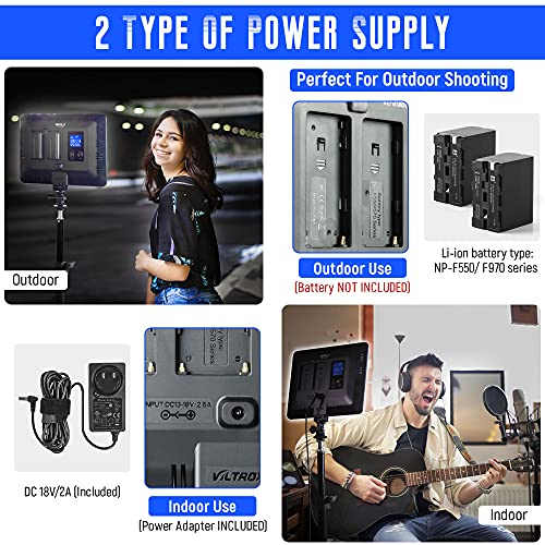VILTROX VL-200T Bi-Color Dimmable LED Video Light with Remote Wireless Control,Ultra Thin 3300-5600K CRI95+ Studio Photography Panel for Photography TikTok YouTube Twitch Live Streaming Zoom Meeting