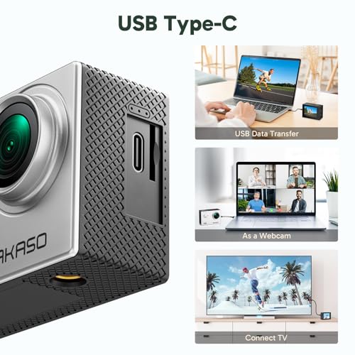 AKASO EK7000 4K30FPS 20MP WiFi Action Camera with EIS Ultra HD 131FT Waterproof Underwater Camera Remote Control 4X Zoom Support External Microphone - color: Silver