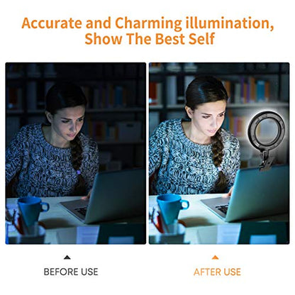 Video Conference Lighting Kit, Ring Light Clip on Laptop Monitor with 5 Dimmable Color & 5 Brightness Level for Webcam Lighting/Zoom Lighting/Remote Working/Self Broadcasting and Live Streaming, etc.