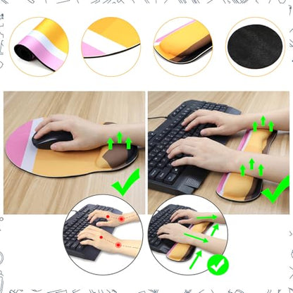 Kingdder Pencil Teacher Desk Mat Mouse Pad Set Include Large Desk Mat Pad with Wrist Rest Mouse Support, Keyboard Wrist Rest Coaster Back to School Classroom Teacher Appreciation Gift - style: Pencil
