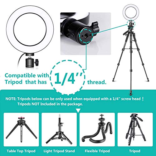 Ring Light OEBLD Dimmable with 3 Light Modes & 10 Brightness Level 360° Rotae LED Ring Fill Lights for Phone Live Stream Makeup YouTube Video Shooting (C(10'' Ring Light with Clip)) - size: C(10