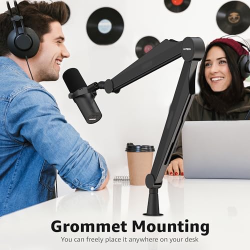 IXTECH Microphone Boom Arm Adjustable Stick Mic Arm Stand with Desk Mount Clamp Overhead 360° Rotatable Microphone Stand with Cable Management for Podcast Streaming Gaming Studio CAPTAIN Model - color: 1 Black
