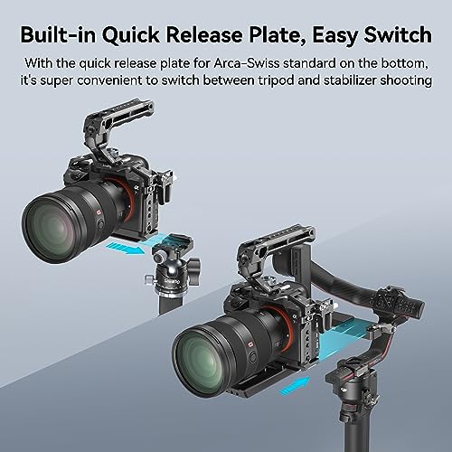SmallRig A7RIII / A7III / A7M3 Camera Cage for Sony A7RIII / A7III / A7M3 Camera (ILCE-7RM3 / A7R Mark III), w/Shoe Mount, Built-in NATO Rail, Accessible for Sony XLR-K2M/K1M, Black – 2087