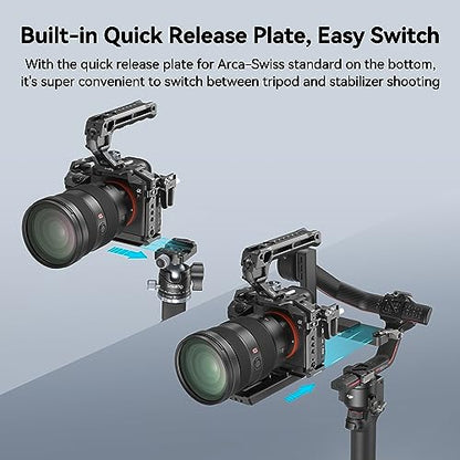 SmallRig A7RIII / A7III / A7M3 Camera Cage for Sony A7RIII / A7III / A7M3 Camera (ILCE-7RM3 / A7R Mark III), w/Shoe Mount, Built-in NATO Rail, Accessible for Sony XLR-K2M/K1M, Black – 2087