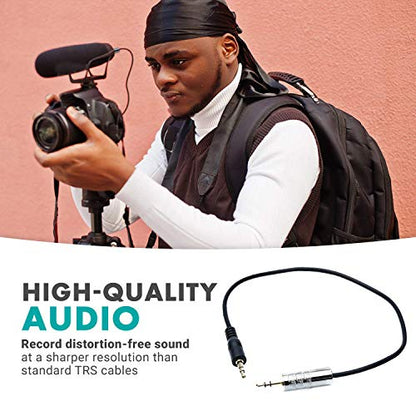 Movo MV-RC100 3.5mm Male Line-in to Male Microphone Attenuator Cable for HDSLR Cameras