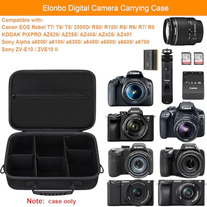 Case for Canon T7/ R100/ KODAK AZ528/ Sony ZV-E10/ Alpha 6700/ A6400 Camera | Canon T7/ R100/ KODAK AZ528/ Sony ZV-E10/ Alpha 6700/ A6400 Camera Carrying Case, Lens Accessories Hard Travel Bag, Black - color: Dark Black