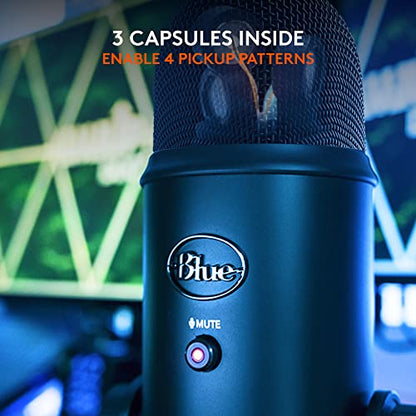 Logitech Creators Blue Yeti USB Microphone for PC, Mac, Gaming, Recording, Streaming, Podcasting, Studio and Computer Condenser Mic with Blue VO!CE effects, 4 Pickup Patterns, Plug and Play - Blackout | Blue Vo!ce Effects, 4 Pickup Patterns, Plug and Play