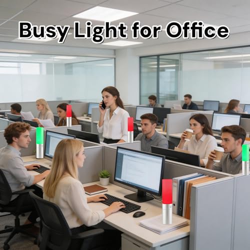 Busy Light for Office, Do Not Disturb Indicator Light,Dimmable Lamp Brightness Adjustable (Black Silver, 2" L X 2" W X 9" H) - color: Silver