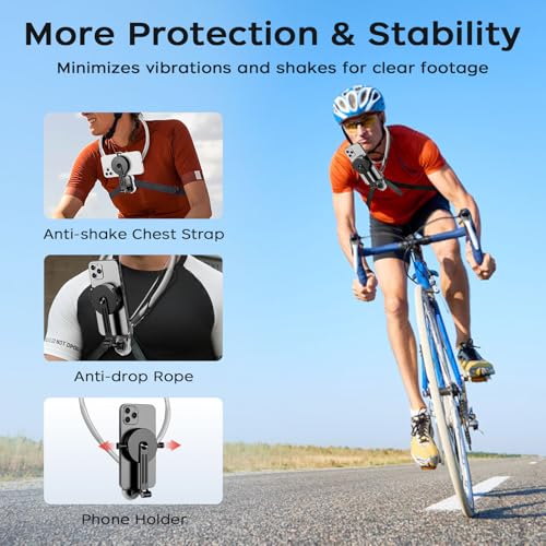 Magnetic Neck Mount for Phones, POV Phone Holder Hand Free Chest Stand Video Recording Vlog for iPhone 17 16 15 14 13 Android Phones