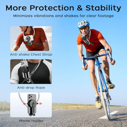 Magnetic Neck Mount for Phones, POV Phone Holder Hand Free Chest Stand Video Recording Vlog for iPhone 17 16 15 14 13 Android Phones