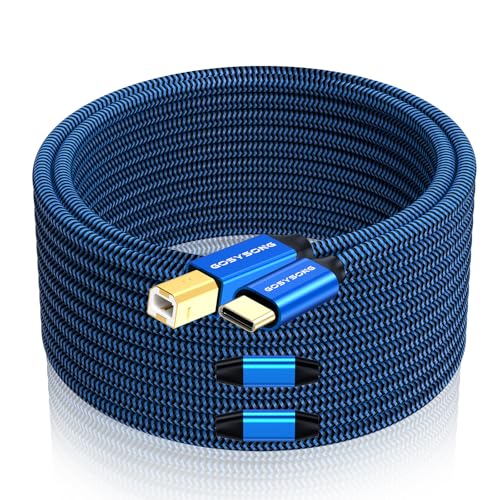 USB C to B Printer Cable 60ft, High Speed Printer Cord Compatible with Printers,Scanners,Faxs,Midi Keyboards,Audio Recordings (Blue) - size: 60ft, style: USB C Printer Cable