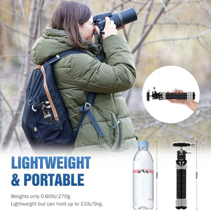 LEOFOTO Carbon Fiber Mini Table Tripod with Ball Head for Camera, Lightweight Desktop Tripod with Base, 1/4" Arca QR Plate for Phone Adaptor/Projector, Max Height 10.43", Max Load 11LB, MT-02C Plus - size: MT-02CL Plus