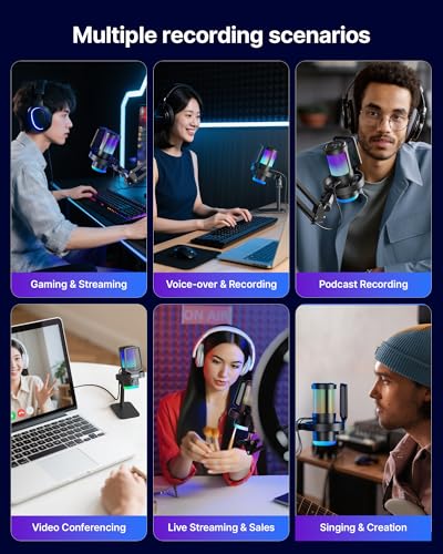 BOYA USB Gaming Microphone with Boom Arm, 192kHz/24bit, Supercardioid + ENC Noise Cancellation, Touch Mute, 9 RGB Effects, Gain Knob, Monitor Jack, Microphone for PC/PS4/PS5/Mac/Android/iOS - size: Boom Arm Version