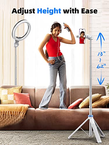 Kaiess 62" Phone Tripod & Selfie Stick, Extendable Photography Light Stand with Wireless Remote, Solidest, Portable, Lightweight, Compatible with iPhone/Android Phone (White) - color: White