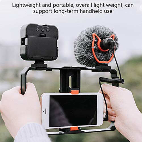 Vlog Live Mobile Phone Photography Support Stabilizer Set with Fill Light and Microphone Professional Video Kit for Content Creators Black Plastic 384g