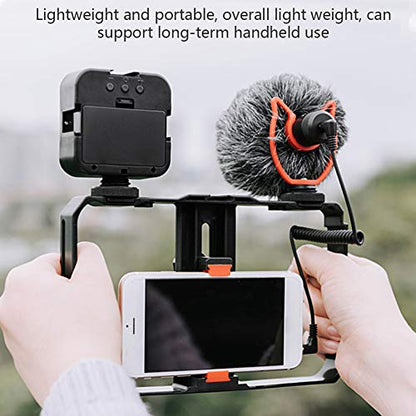 Vlog Live Mobile Phone Photography Support Stabilizer Set with Fill Light and Microphone Professional Video Kit for Content Creators Black Plastic 384g