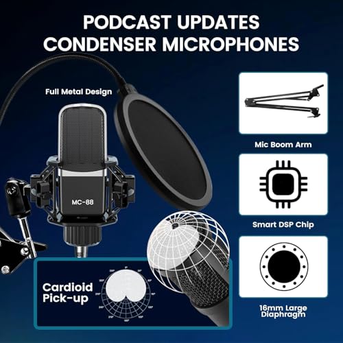 ALSO GO Podcast Equipment Bundle for 2, Podcast Microphone Bundle with Voice Changer, Recording Studio Equipment with Audio Interface, for Podcasting, Recording, Singing, Streaming, Gaming