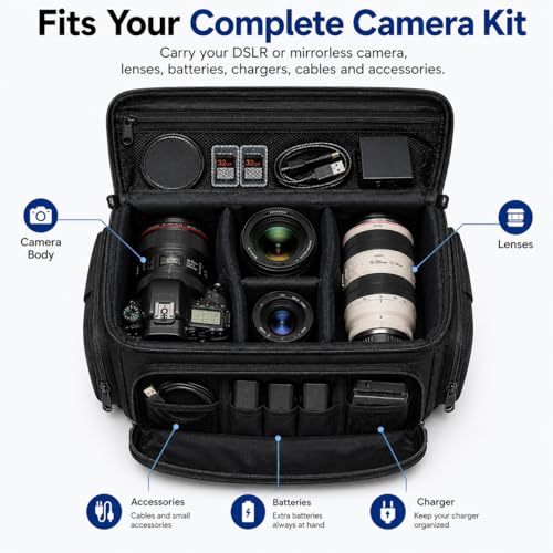eCostConnection Extra Large Camera Bag Fully Padded Gadget Case with Dual Buckles for Sony,Nikon, Canon, Olympus, Pentax, Panasonic, Samsung & Many More SLR Cameras & Camcorders - size: Extra Large
