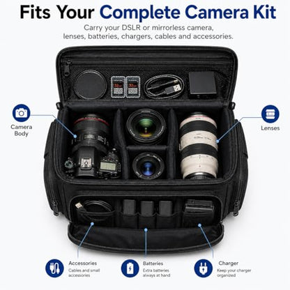 eCostConnection Extra Large Camera Bag Fully Padded Gadget Case with Dual Buckles for Sony,Nikon, Canon, Olympus, Pentax, Panasonic, Samsung & Many More SLR Cameras & Camcorders - size: Extra Large