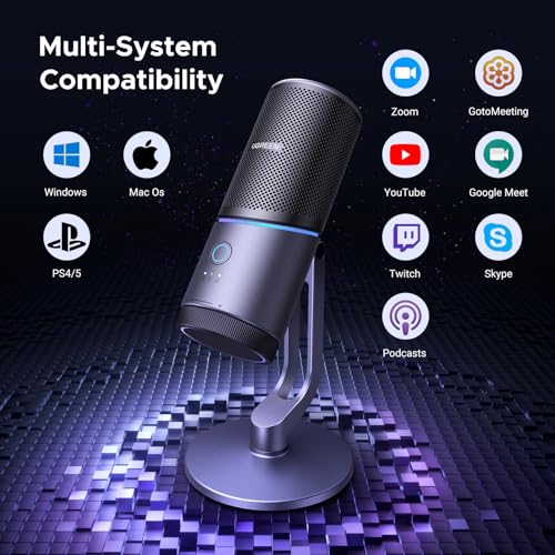UGREEN Microphone for PC, USB Mic with RGB Lights, Mute Button, 24bit/96kHz, Cardioid Polar Pattern, Volume Control, Condenser Microphone for Streaming, Gaming, Podcasting, Recording, Laptop, PS5