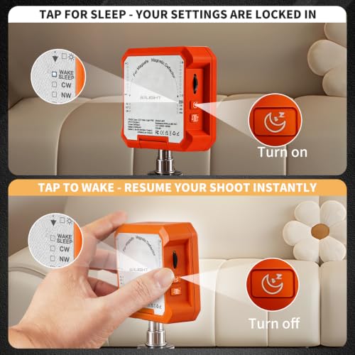 Ailight Magnetic LED Video Light, CRI 98+ 2500-9000K - Orange | Rechargeable 2000mAh, USB-C Fast Charging, Smart Sleep Function, Cold Shoe & Magnetic Mount, on Camera Light - color: Orange