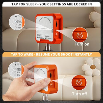 Ailight Magnetic LED Video Light, CRI 98+ 2500-9000K - Orange | Rechargeable 2000mAh, USB-C Fast Charging, Smart Sleep Function, Cold Shoe & Magnetic Mount, on Camera Light - color: Orange