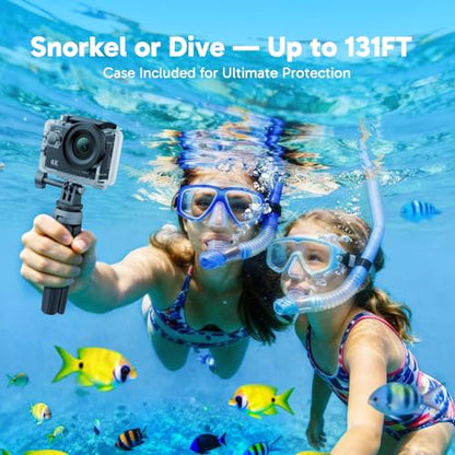 AKASO EK7000 4K30FPS 20MP WiFi Action Camera with EIS Ultra HD 131FT Waterproof Underwater Camera Remote Control 4X Zoom Support External Microphone Black - color: Black