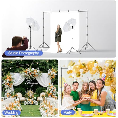EMART 8.5x10ft Green Screen Backdrop Kit with 6x9ft Polyester Backdrop(Black/White/Green), Adjustable Photography Background Support System for Studio Photography, Parties, Wedding, Video Shooting | Adjustable Background Stand with Black/White/Green Scree