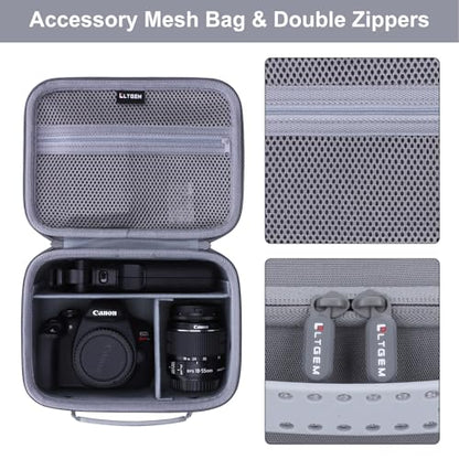Camera Case Bag Compatible with Canon EOS Rebel T7/R50/R6 Mark II/R100/R50 V/T6/R8/R10/R5 Mark II/RP/R7/5D Mark IV/SL3/R5/T100 DSLR Camera, Len and Tripod with 4 Dividers and Shoulder Strap, Gray - color: Gray, size: Small