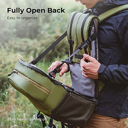 K&F CONCEPT Camera Backpack, Camera Bags for Photographers Large Capacity Camera Case with Raincover,15-15.6 Inch Laptop Compartment Compatible for Canon/Nikon/Sony/DJI Mavic Drone(Backpack 20L) - color: 03-green